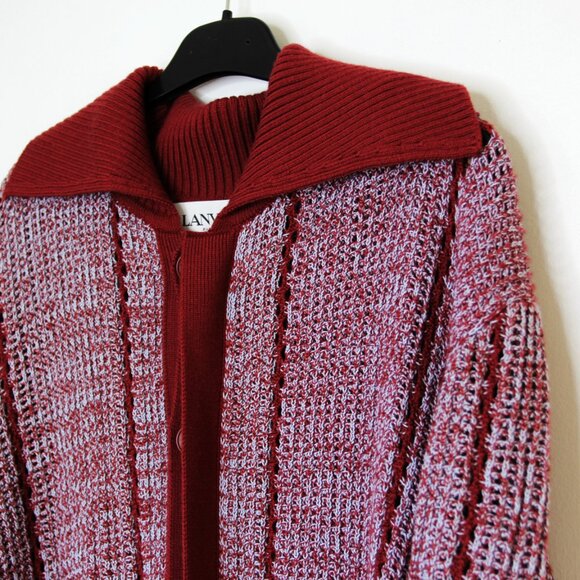 BNWT SS24 LANVIN SPREAD COLLAR OPEN KNIT CARDIGAN L - Picture 4 of 12